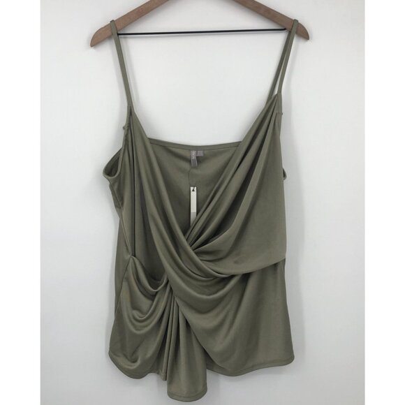 ASOS Draped Surplice Sleeveless Blouse Women 18 Green V-Neck Coquette NWT - Picture 1 of 10